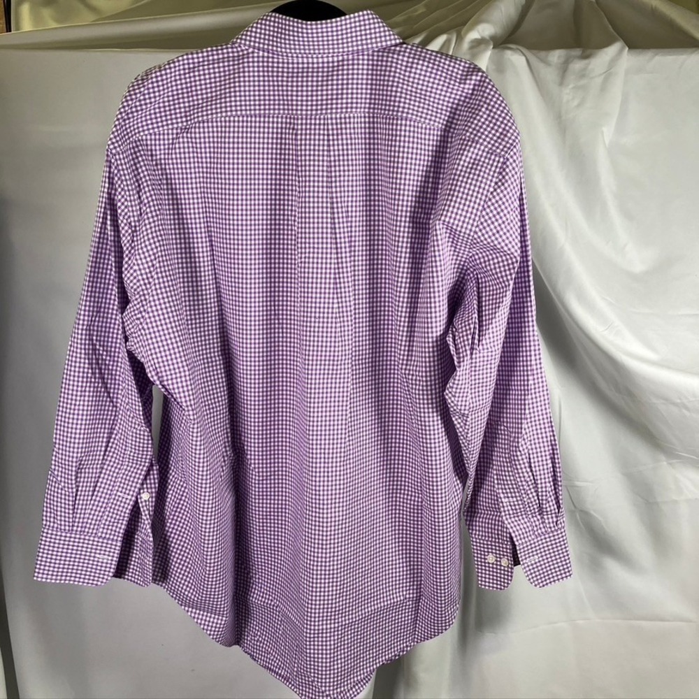 LAUREN Ralph Lauren Mens 17 1/2-32/33 Purple Check Classic Fit Non Iron Shirt - Picture 8 of 13